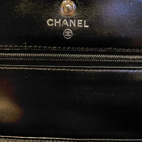 Chanel Black Pebbled Leather Wallet on a Chain - Picture 8 of 13